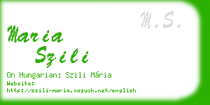 maria szili business card